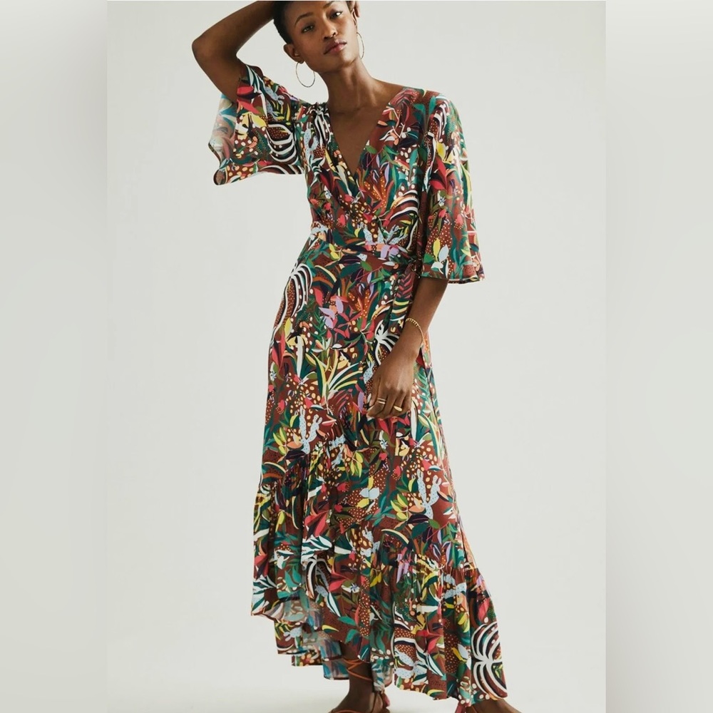 Anthropologie Farm Rio Fiesta Wrap Dress Maxi